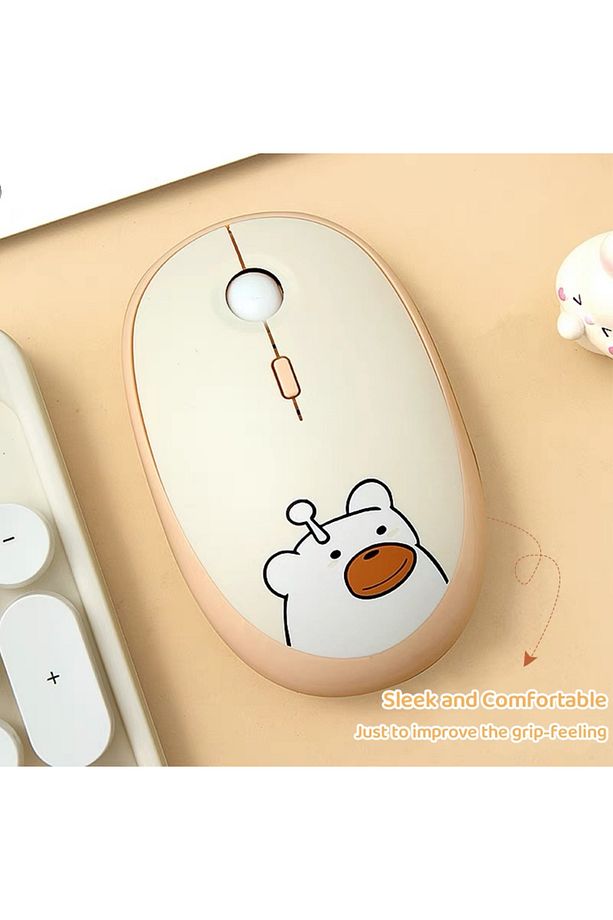 Geezer Klavye Mouse Set USB Bağlantı Wireless 2.4G Kablosuz Gençlere Çocuklara Özel Ayıcık Desenli - 2