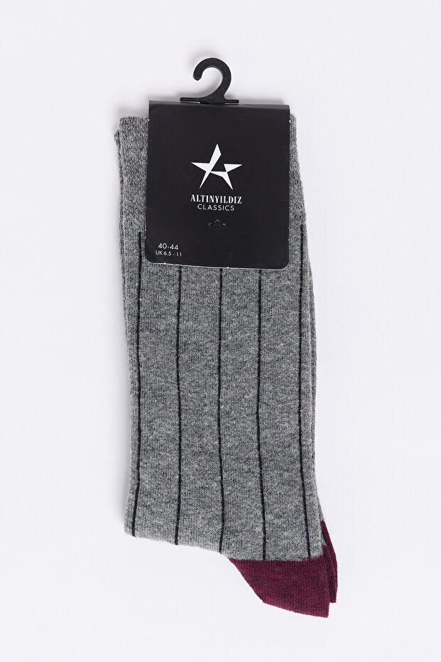Men's Grey-Black Patterned Socks