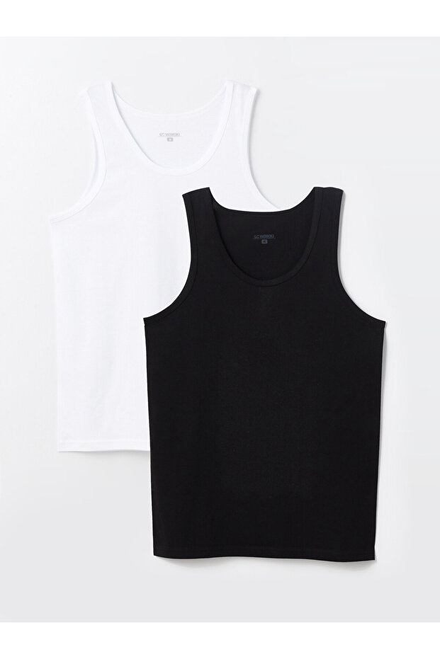 Men's Combed Cotton Undershirt - U Collar, Pack of 2