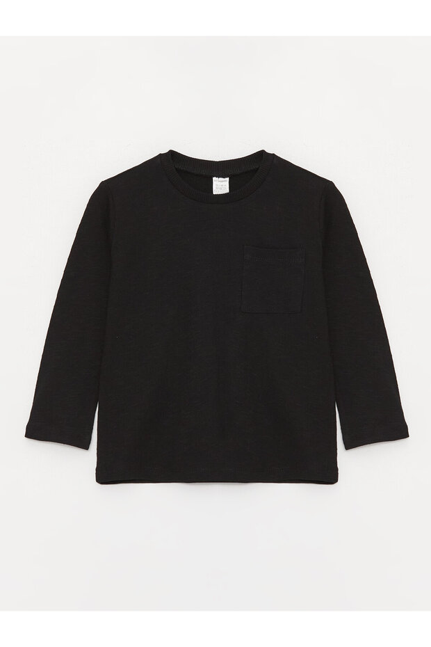 Bisiklet Yaka Uzun Kollu Basic Erkek Bebek Tişört - 1