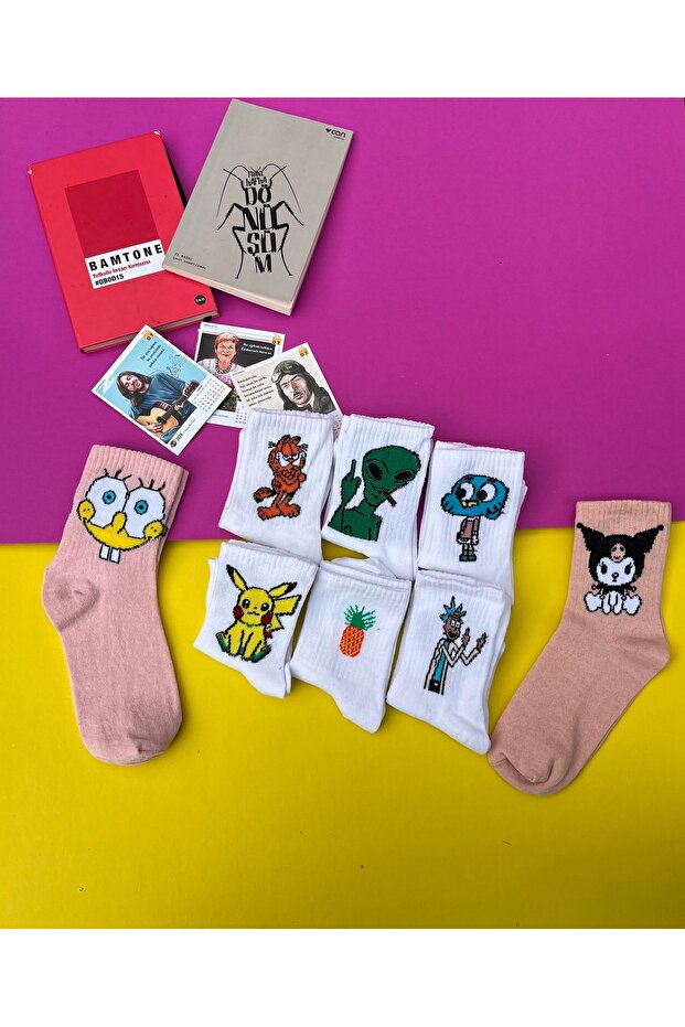 8 Pack Different Character Patterned College Socks - 2