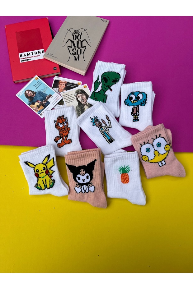 8 Pack Different Character Patterned College Socks - 1