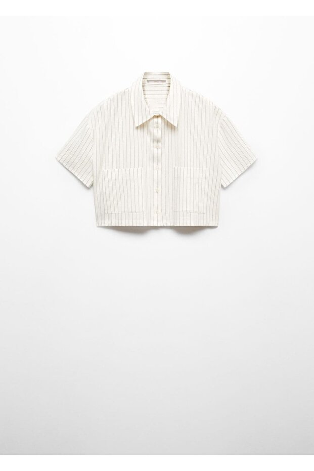 Crop Keten Gömlek - 3