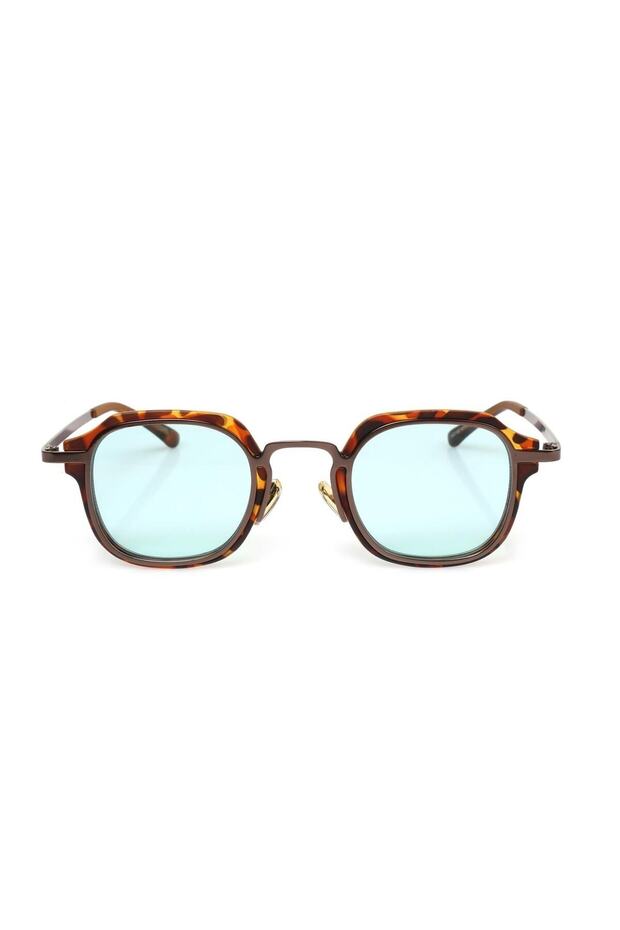 Women's Sunglasses Square Leopard Frame Mint Green Glass