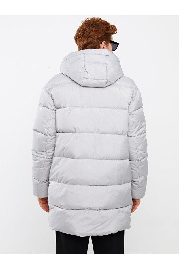 Kurtka puchowa męska z kapturem - standardowy krój - 5