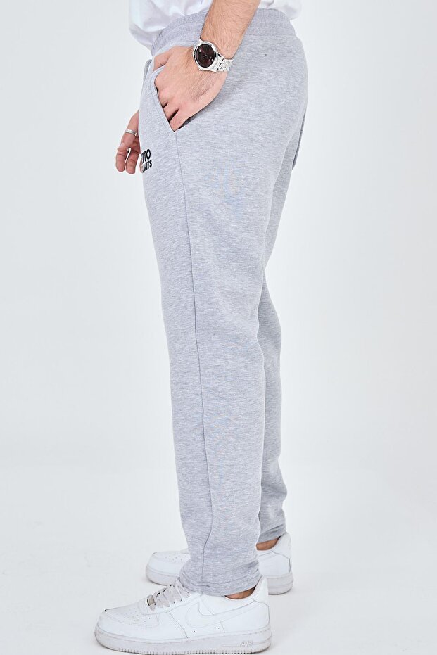 Basic Unisex Gri Melanj Eşofman Altı - 1