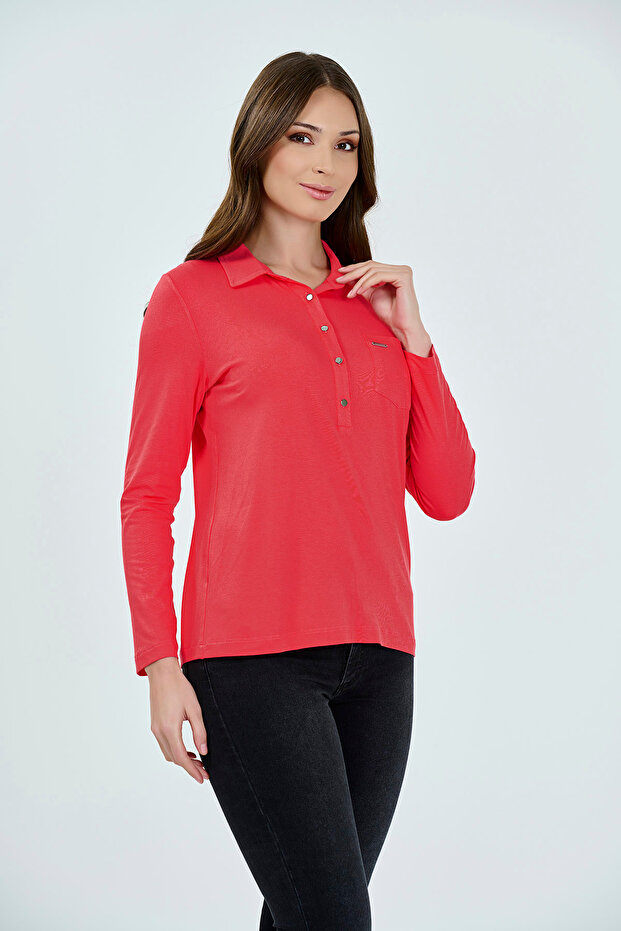 10312TS MERCAN POLO YAKA UZUN KOL ÖRME BLUZ - 3