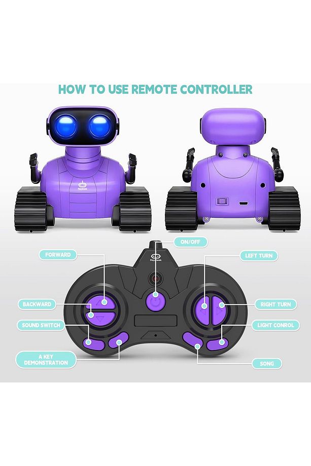 Uzaktan Kumandalı Robot Oyuncak Şarj Edilebilir Emo Robot - Mor - 5