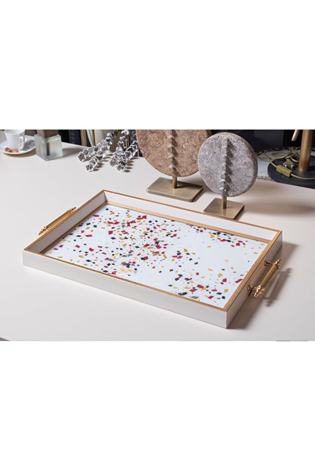 White Framed Decorative Serving, Catering and Presentation Tray - DMT-412