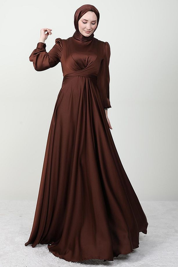Çapraz Kuşaklı Abiye Kahve - 3