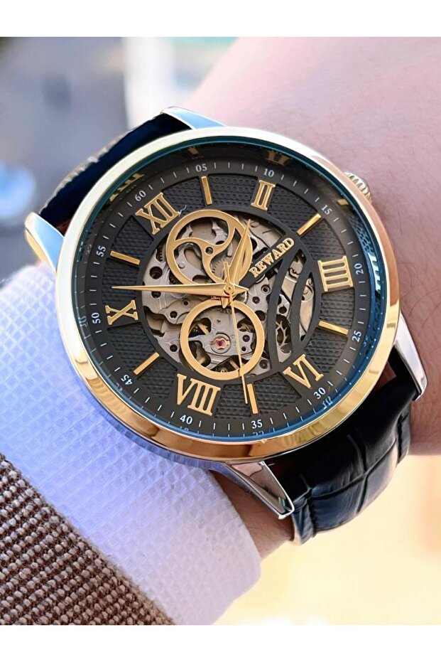 Ea.144087 Reward Fully Automatic Leather Cord Active 3 Atm Water Resistant Men's Wristwatch
