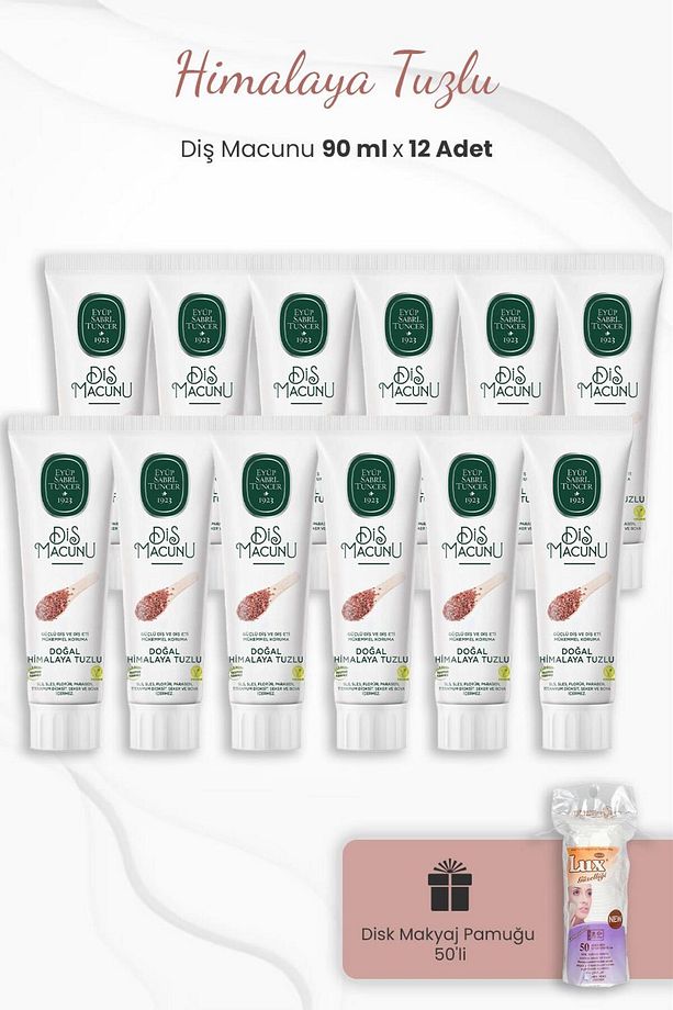 Himalaya Tuzlu Diş Macunu 90 ml x 12 Adet ve Disk Pamuk 50'li - 1