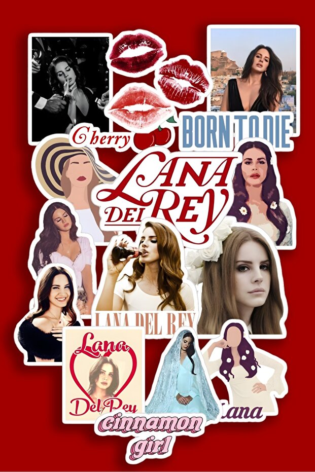 مجموعة ملصقات للكمبيوتر المحمول والكمبيوتر المحمول Lana Del Rey مكونة من 16 قطعة