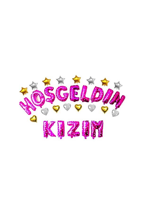 WELCOME MY GIRL WITH HEART PINK SET Foil Balloon