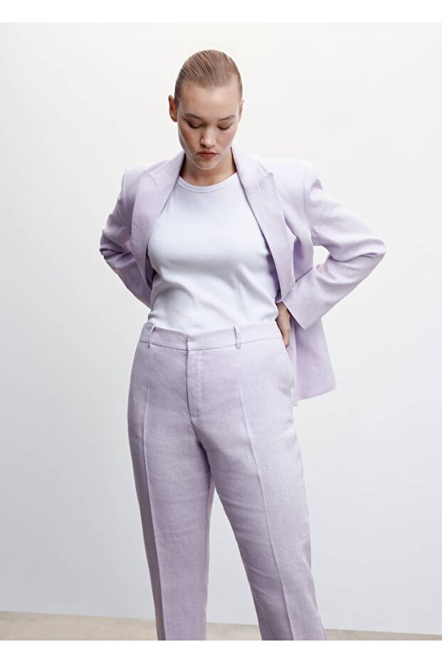 %100 Keten Pantolon - 8