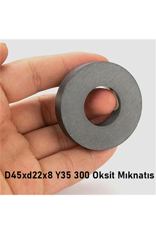Ø45x22x8 mm Halka Ferrit Siyah Mıknatıs (10 Adet Set) - 2