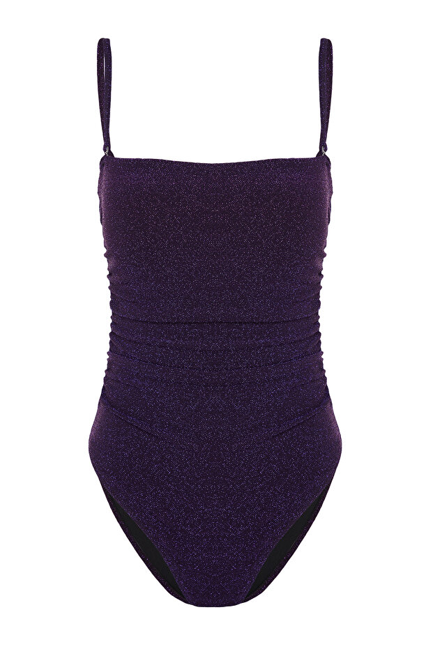 Mor Simli Straplez Drapeli High Leg Brazilian Mayo TBESS23MA00406 - 6
