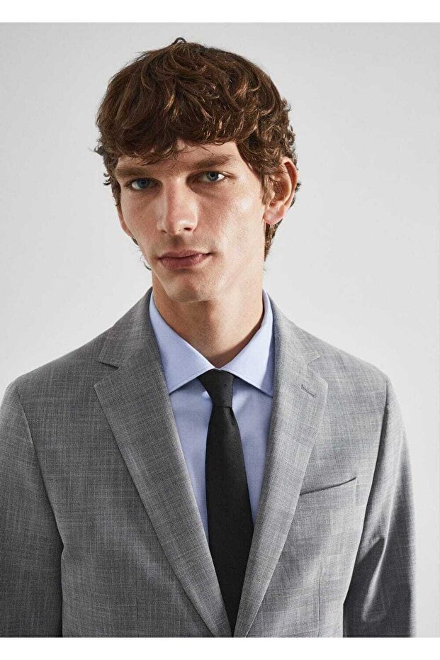 Stretch Fabric Blazer Jacket with Slim Fit Pattern - 7