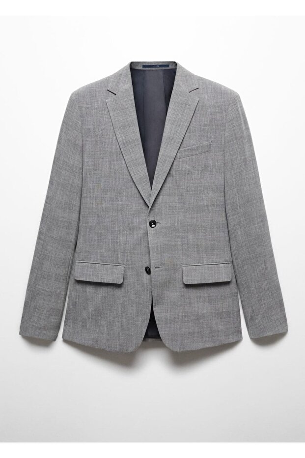 Stretch Fabric Blazer Jacket with Slim Fit Pattern - 3