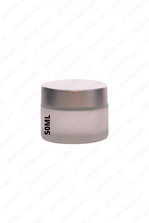 50ml frosted color cream jar glass cream box with matte silver color lid 50cc glass jar 1pc