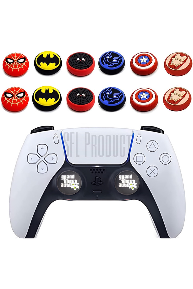 4 lü Paket Desenli Analog Gamepad Analog Koruyucu 4 Adet PS5/PS4/PS3/Xbox One/360-S-X/N-Switch - 1