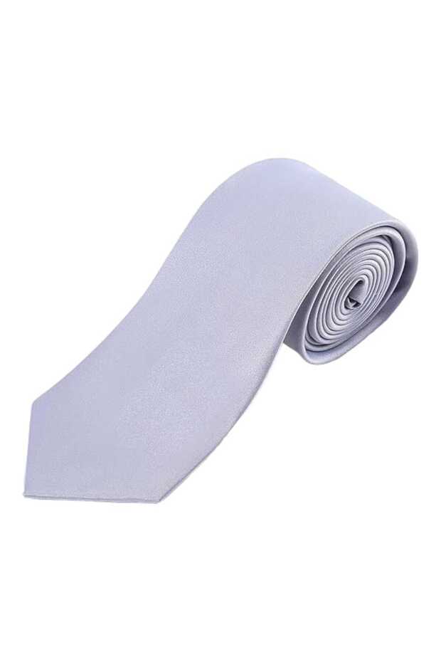 ربطة عنق من الساتان بلون سادة للرجال - 4