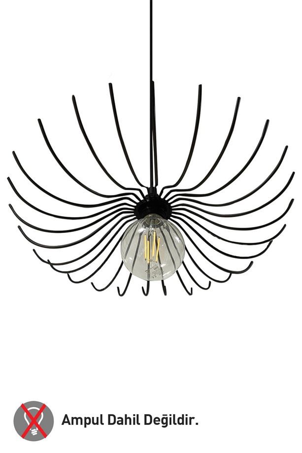 Folded Siyah Metal Avize Mutfak Salon Cafe Ofis Pastane Tekli Sarkıt Lamba Aydınlatma Modeli - 8
