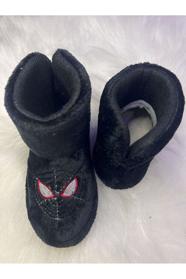 Panduf Erkek Çocuk Ev Ayakkabısı Ev Botu Siyah Renk Örümcek Adam İşlemeli Pantuf - 3