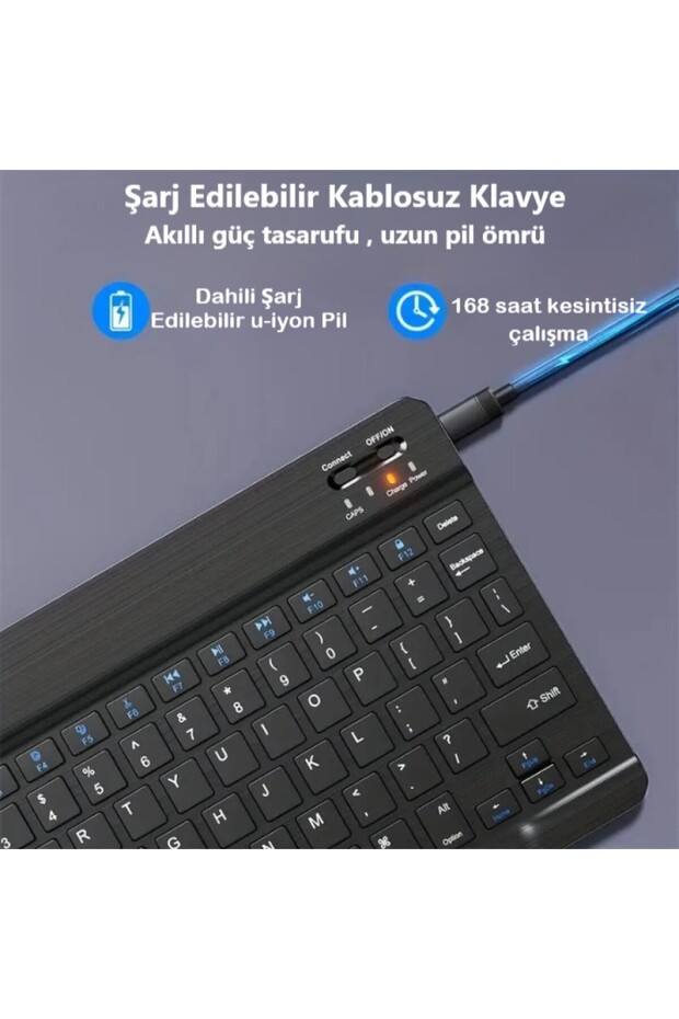 TCL TAB 10 Gen2 10.4" Tablet Uyumlu Slim Şarjlı Bluetooth Klavye ve Mouse Seti - 7