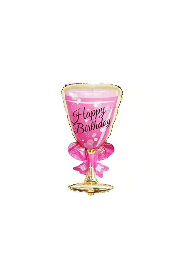 Happy Birthday Glass Pink Foil Balloon