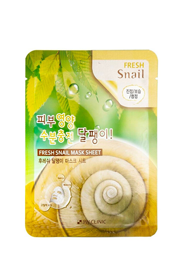 Moisturizing and Repairing Sheet Mask with Snail Extract 3W Clinic Fresh Snail Mask Sheet