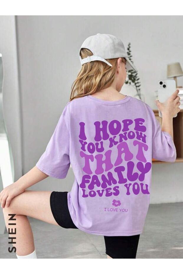 تي شيرت كبير الحجم مطبوع عليه عبارة "I Hope" للأطفال