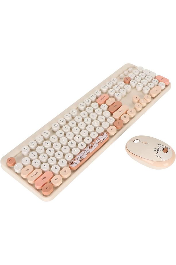 Geezer Klavye Mouse Set USB Bağlantı Wireless 2.4G Kablosuz Gençlere Çocuklara Özel Ayıcık Desenli - 1