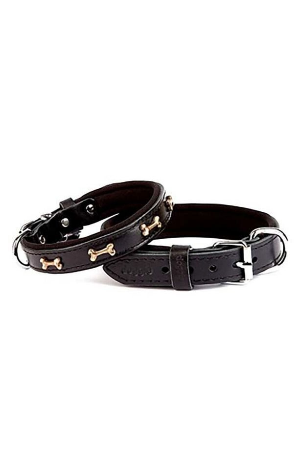 Comfort Deri Kemik Süslü Köpek Boyun Tasması Medium Siyah 2x35-40 Cm - 5