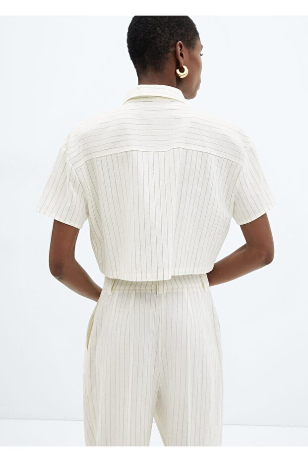 Crop Keten Gömlek - 4