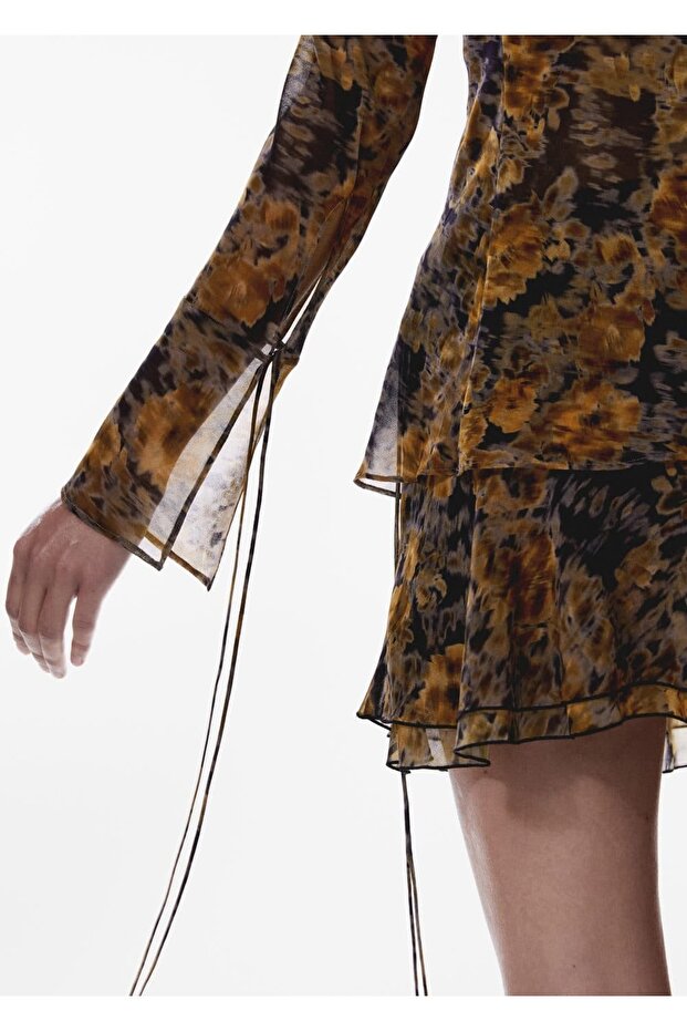 Yarı Transparan Desenli Gömlek - 5