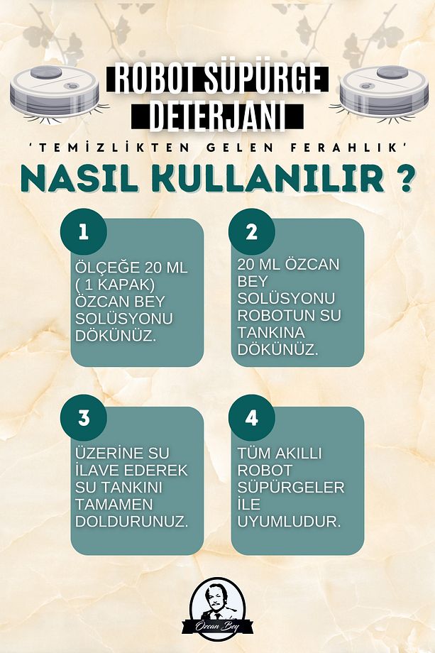Okyanus Kokulu Akıllı Robot Süpürge Suyu, Mop Suyu, Yüzey Temizleyici, Robot Deterjanı 250ml - 4
