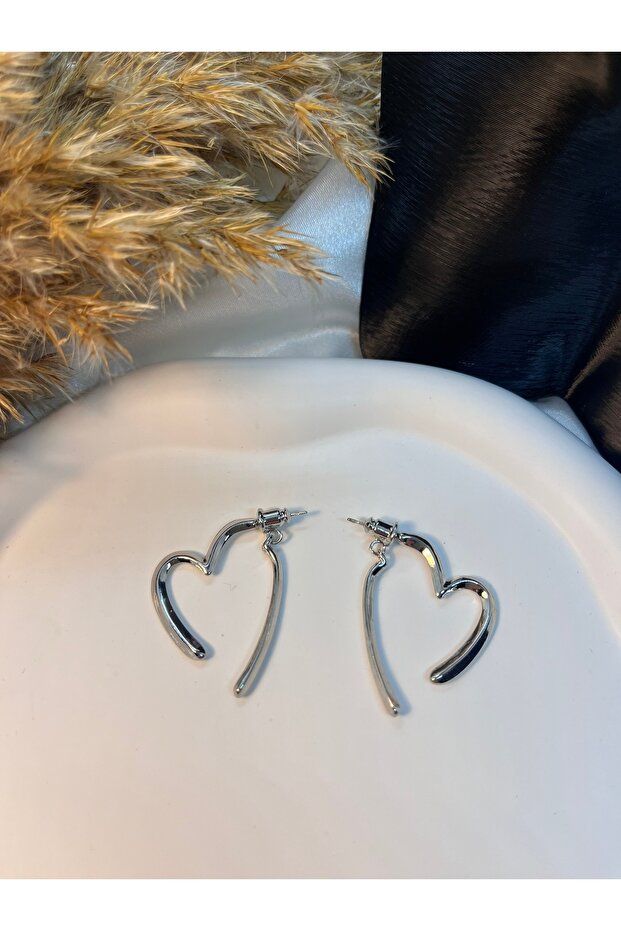 Plain Steel Heart Earrings (Golden and Silver Colors)