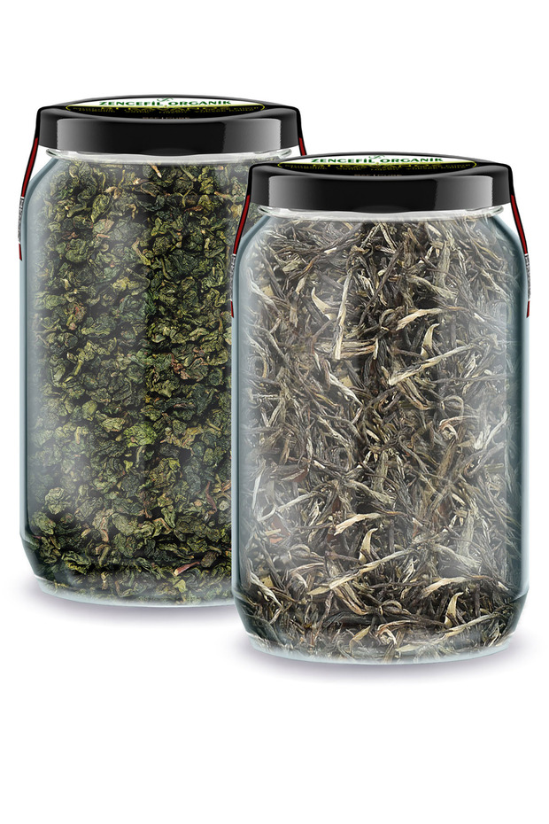 One Jar of Pure White Tea + One Jar of Pure Oolong Tea (2 x 660 cc Glass Jars) Additive-Free Products