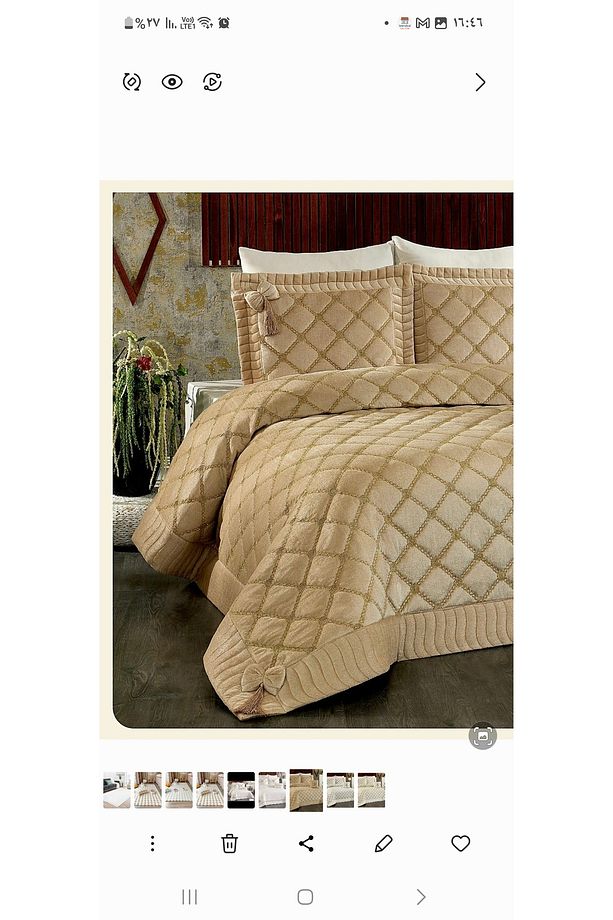 Çeyizlik Yatak Örtüsü ( Set 4 Parçası ) Kadıfe Kapitoneli Yüksek Kalite nakışlı - 4