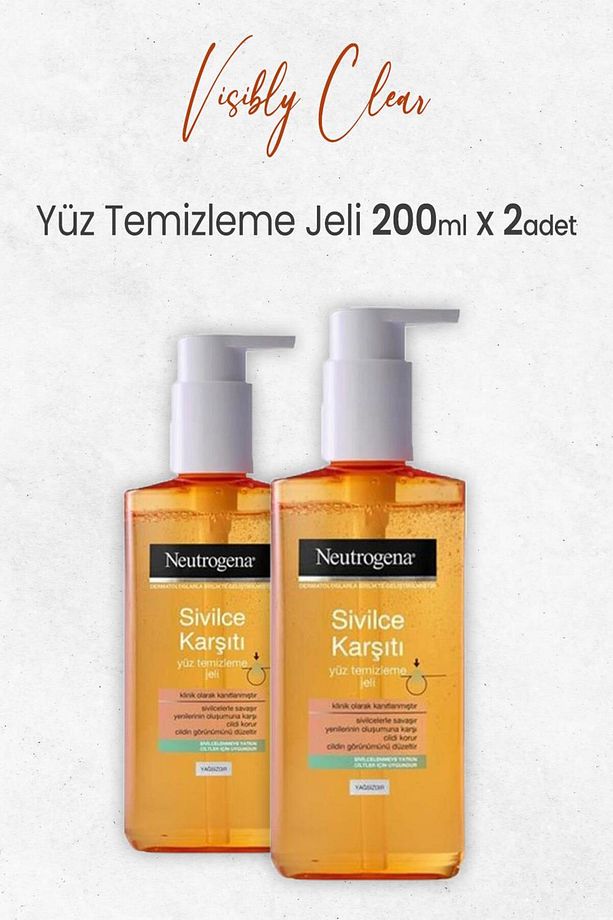 Visibly Clear Sivilce Karşıtı Yağsız Yüz Temizleme Jeli 200 Ml x 2 Adet - 1