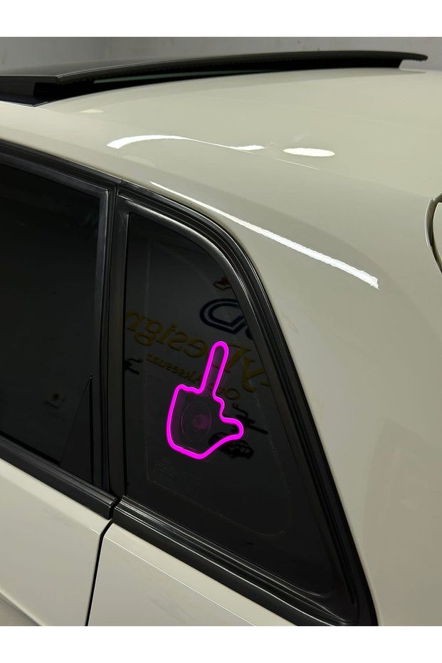 Car Interior Neon LED Light Decor MEDIUM FINGER (12 Volt Suction Cup PINK)