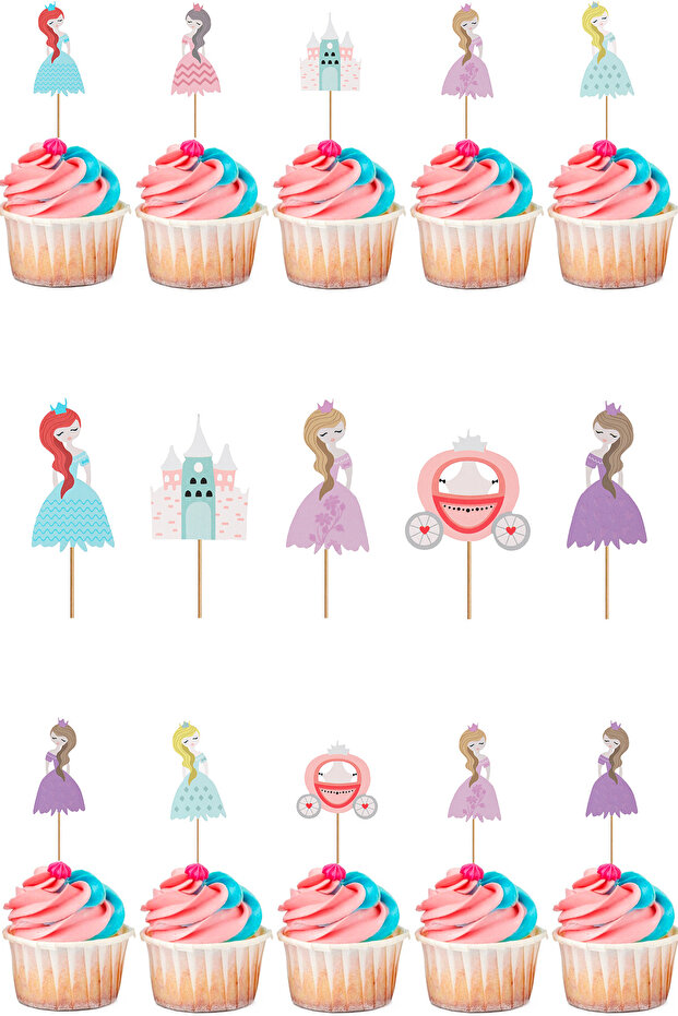 Cupcake Toothpick Princesses with Tiaras Themed 10 Pieces