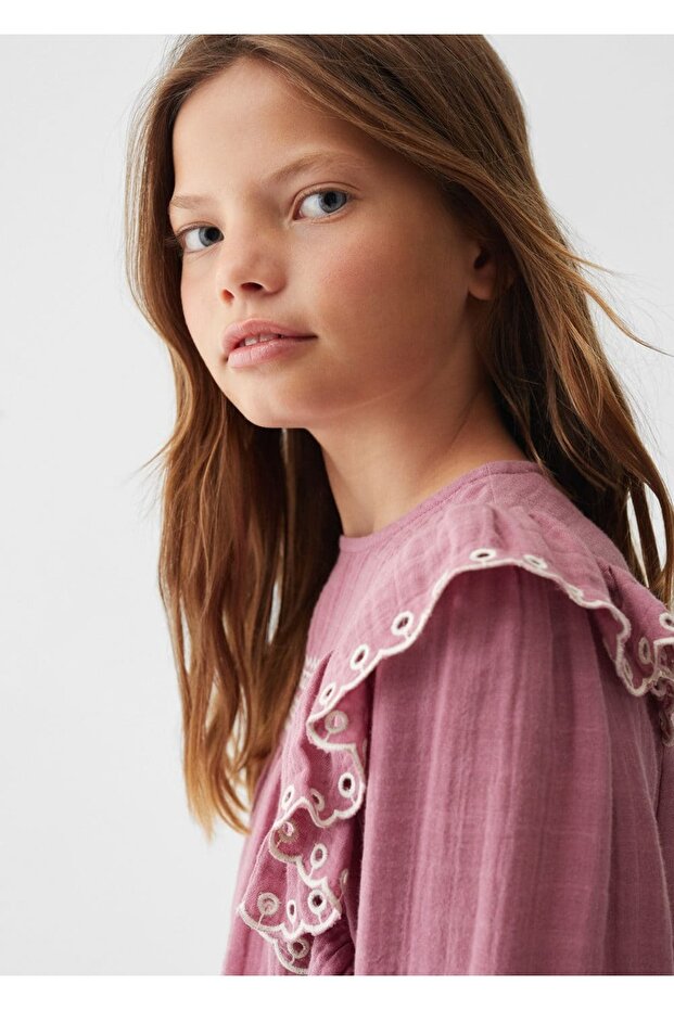 Fırfırlı işlemeli gömlek - 6