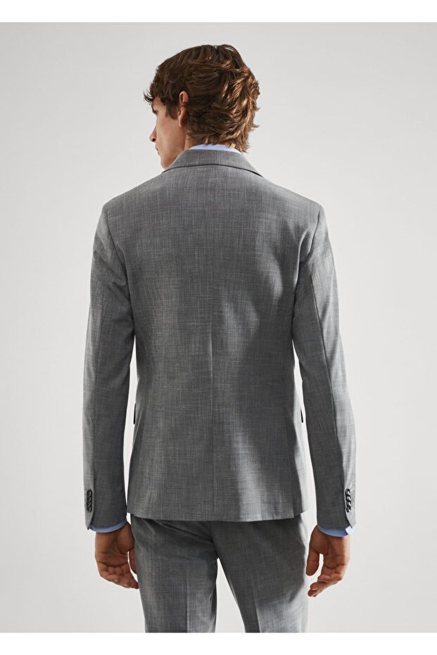 Stretch Fabric Blazer Jacket with Slim Fit Pattern - 4