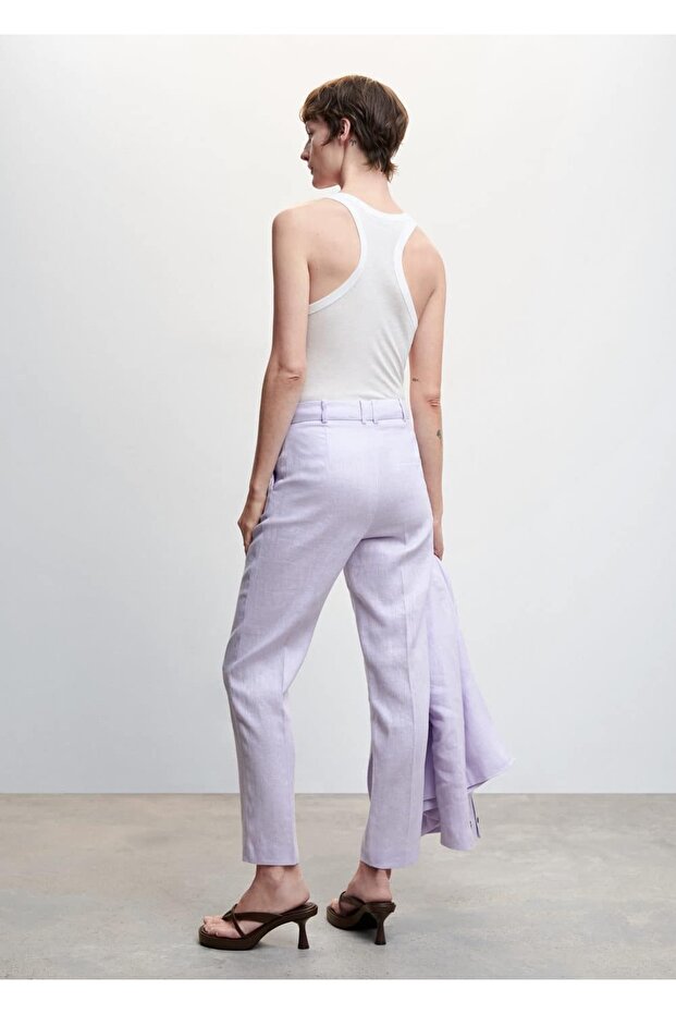%100 Keten Pantolon - 4