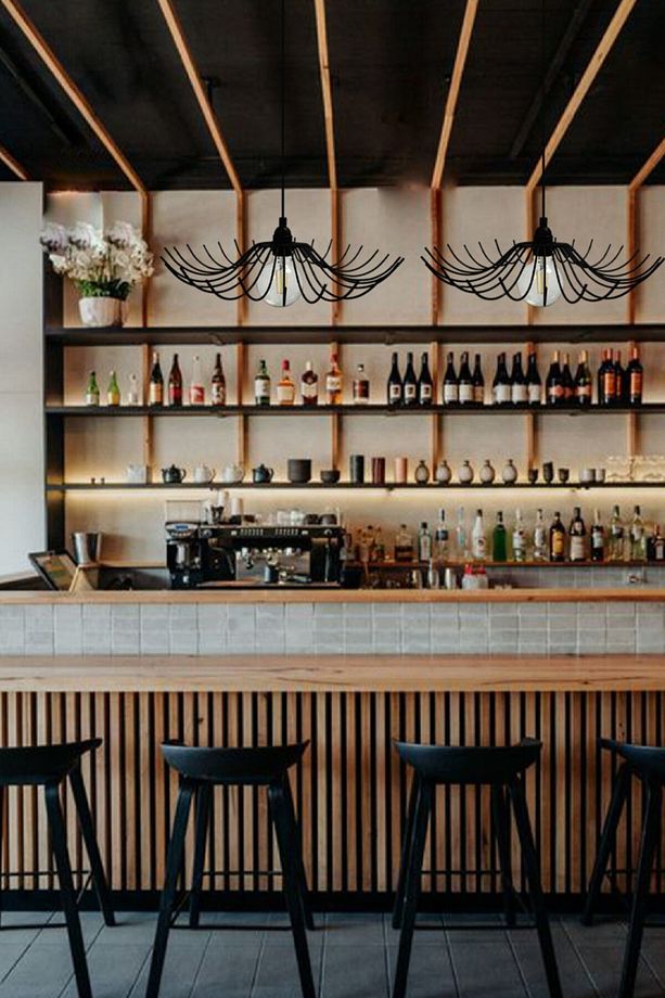 Folded Siyah Metal Avize Mutfak Salon Cafe Ofis Pastane Tekli Sarkıt Lamba Aydınlatma Modeli - 5