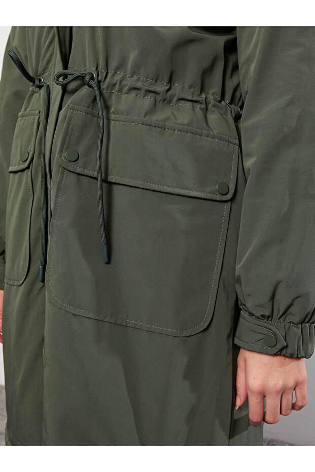 Damska parka z kapturem, gładka - 6