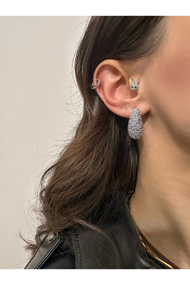 Textured Drop Earrings - 1