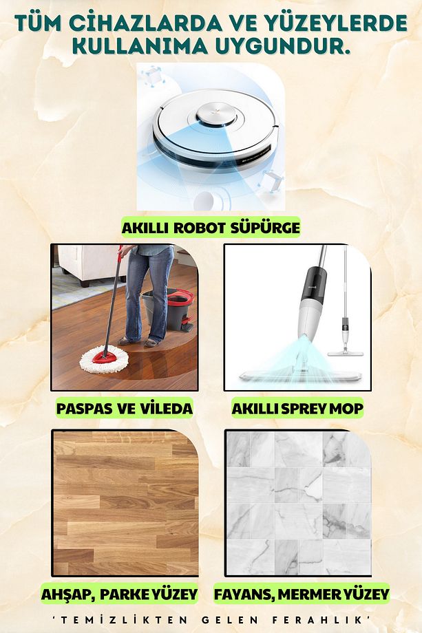 Okyanus Kokulu Akıllı Robot Süpürge Suyu, Mop Suyu, Yüzey Temizleyici, Robot Deterjanı 250ml - 5